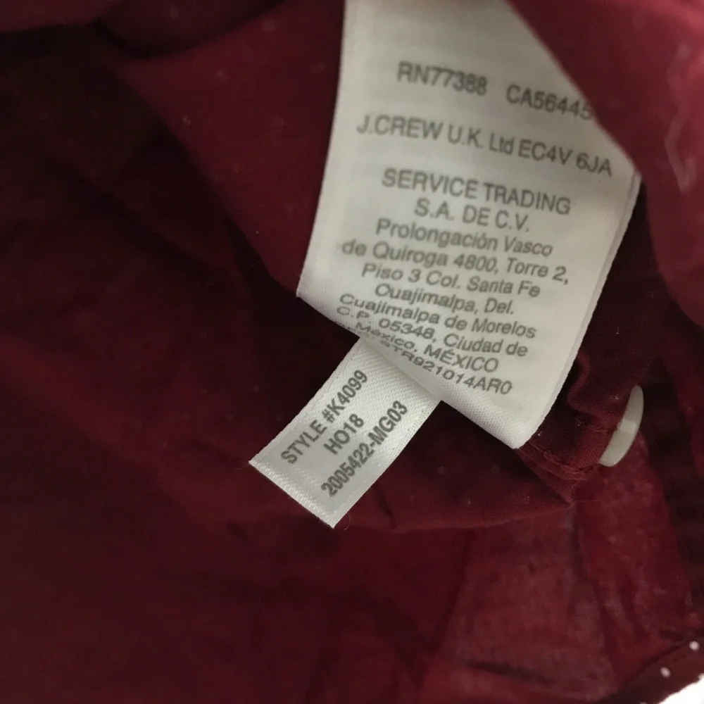 J CREW BURGUNDY DRESS SHIRT LONG SLEEVE BUTTON SLIM UNTUCK WOMENS LARGE